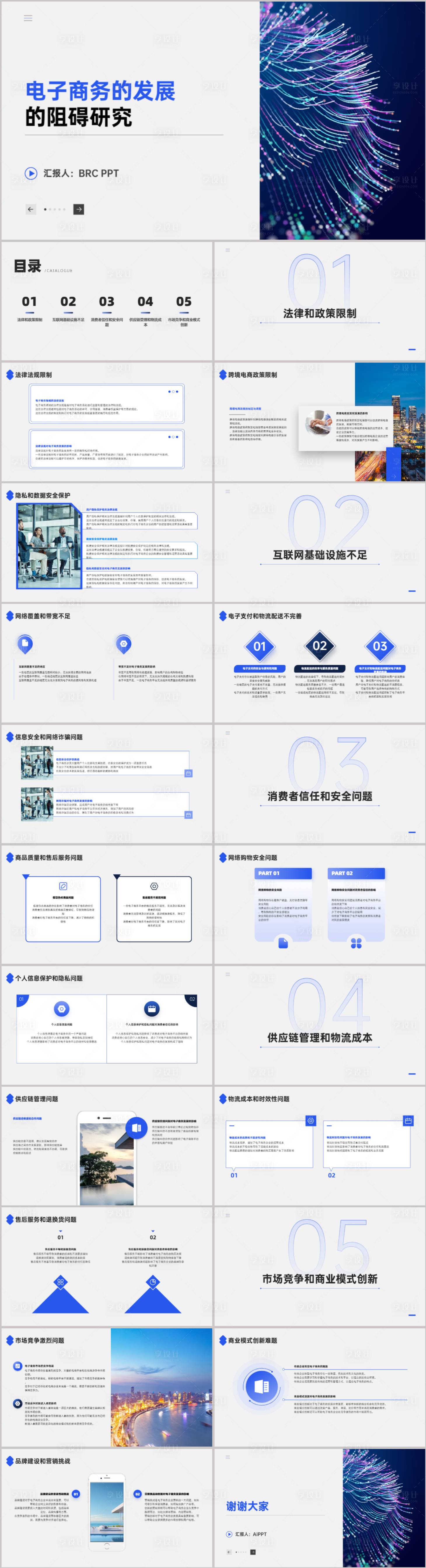 源文件下載【享設計】搜索編號：63660021608464013【電子商務的發(fā)展的阻礙研究PPT】