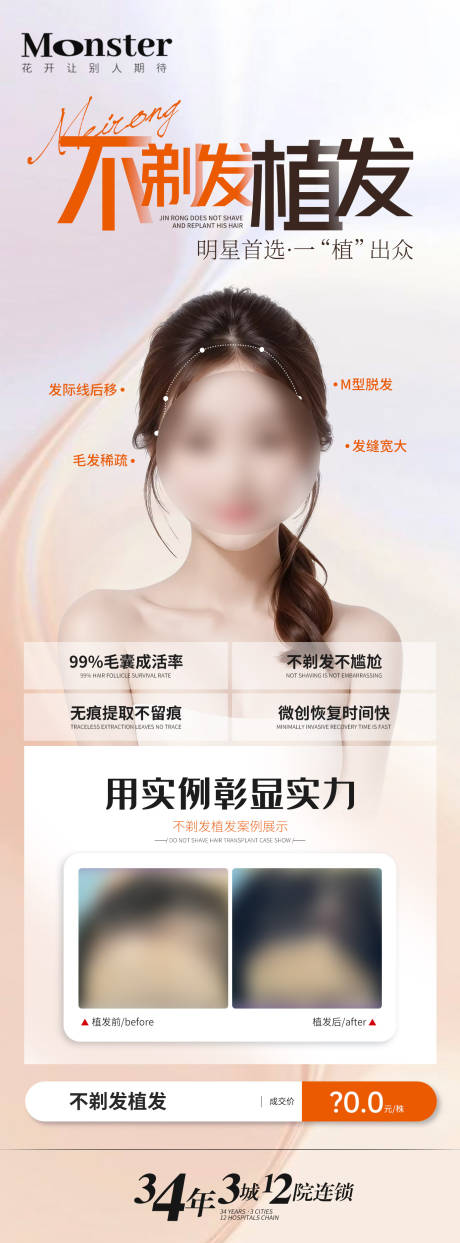 源文件下载【医美不剃发植发海报】编号：28230021316181138