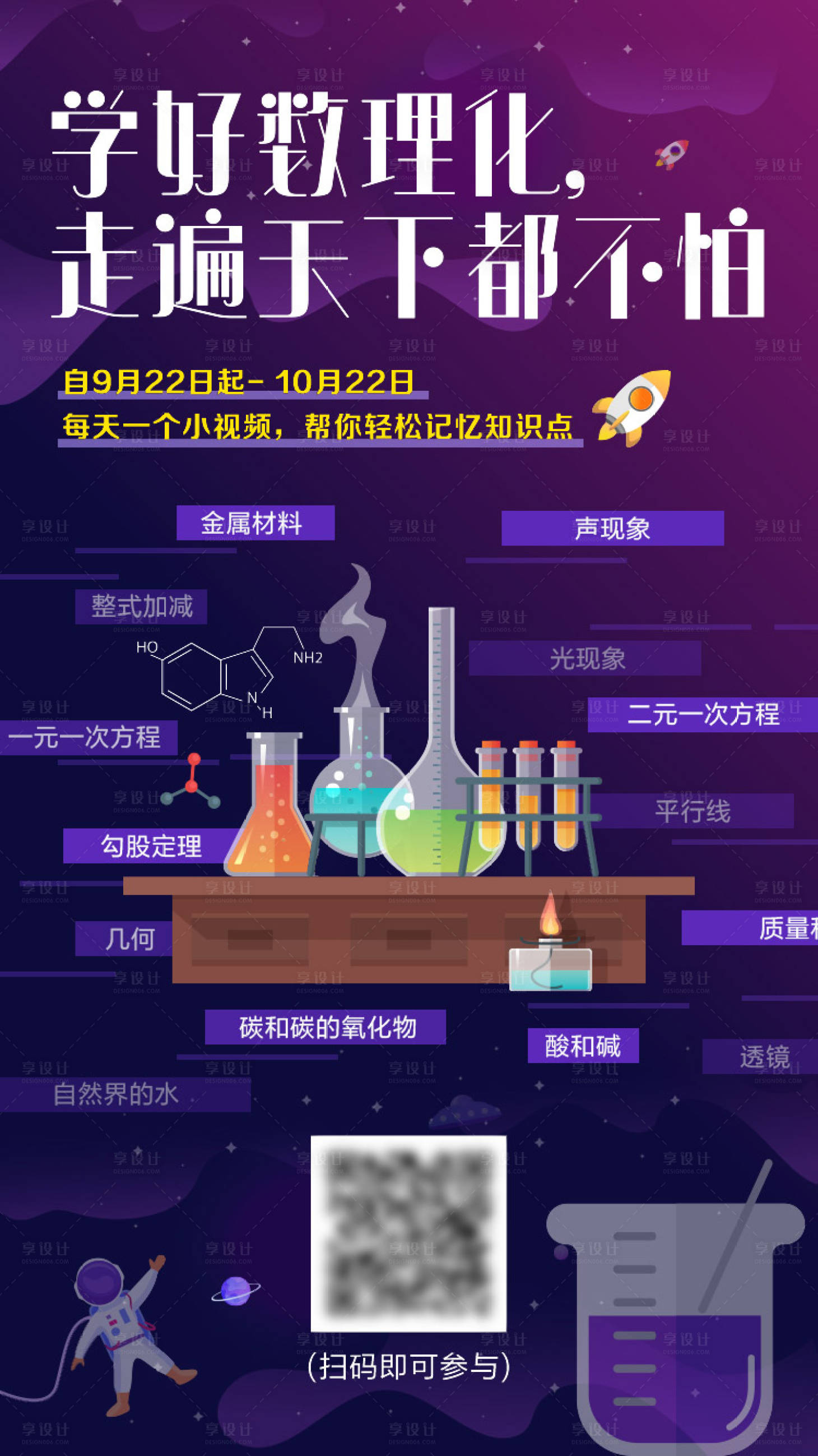 源文件下载【享设计】搜索编号：61290021266157389【数理化知识点巩固宣传海报】