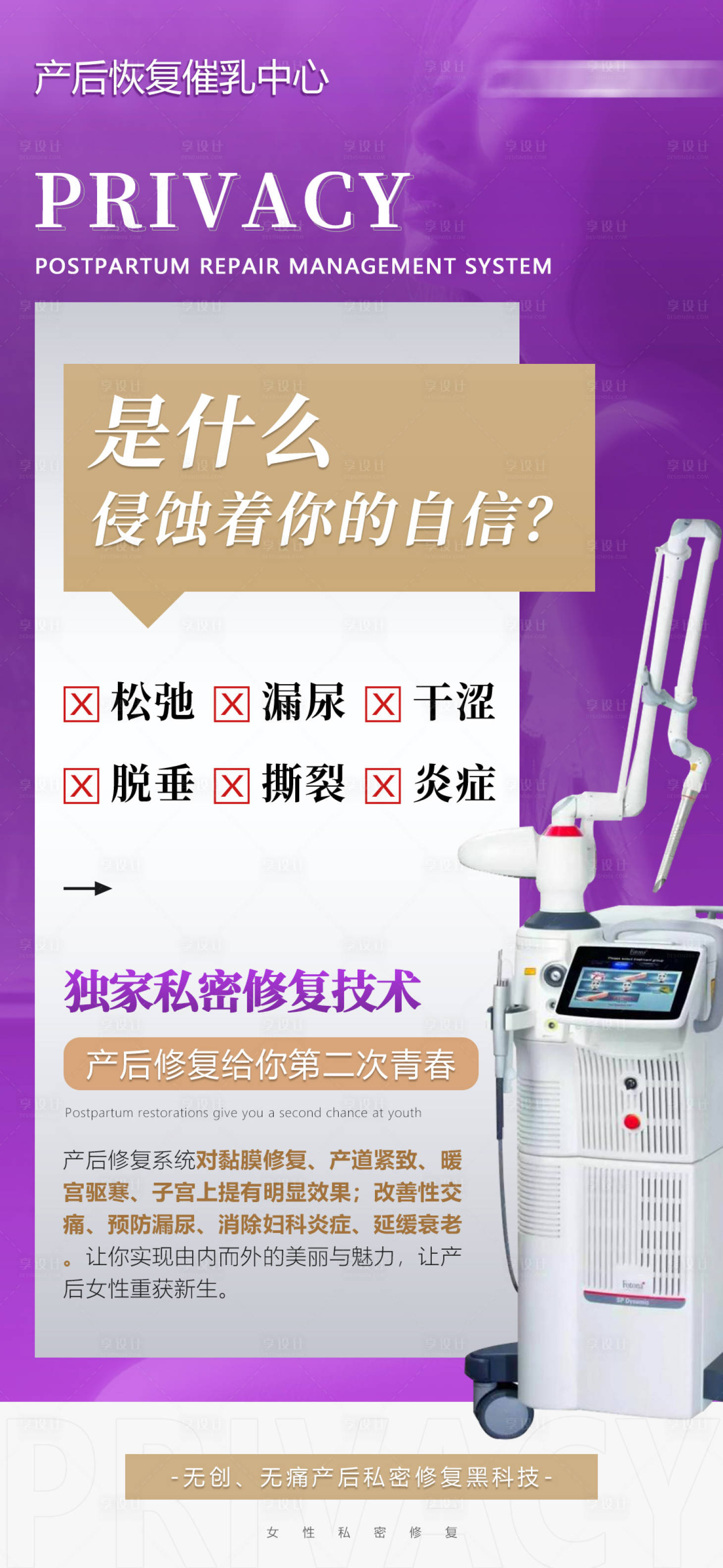 源文件下载【享设计】搜索编号：94330021554796928【医美私密产后修复科普海报】