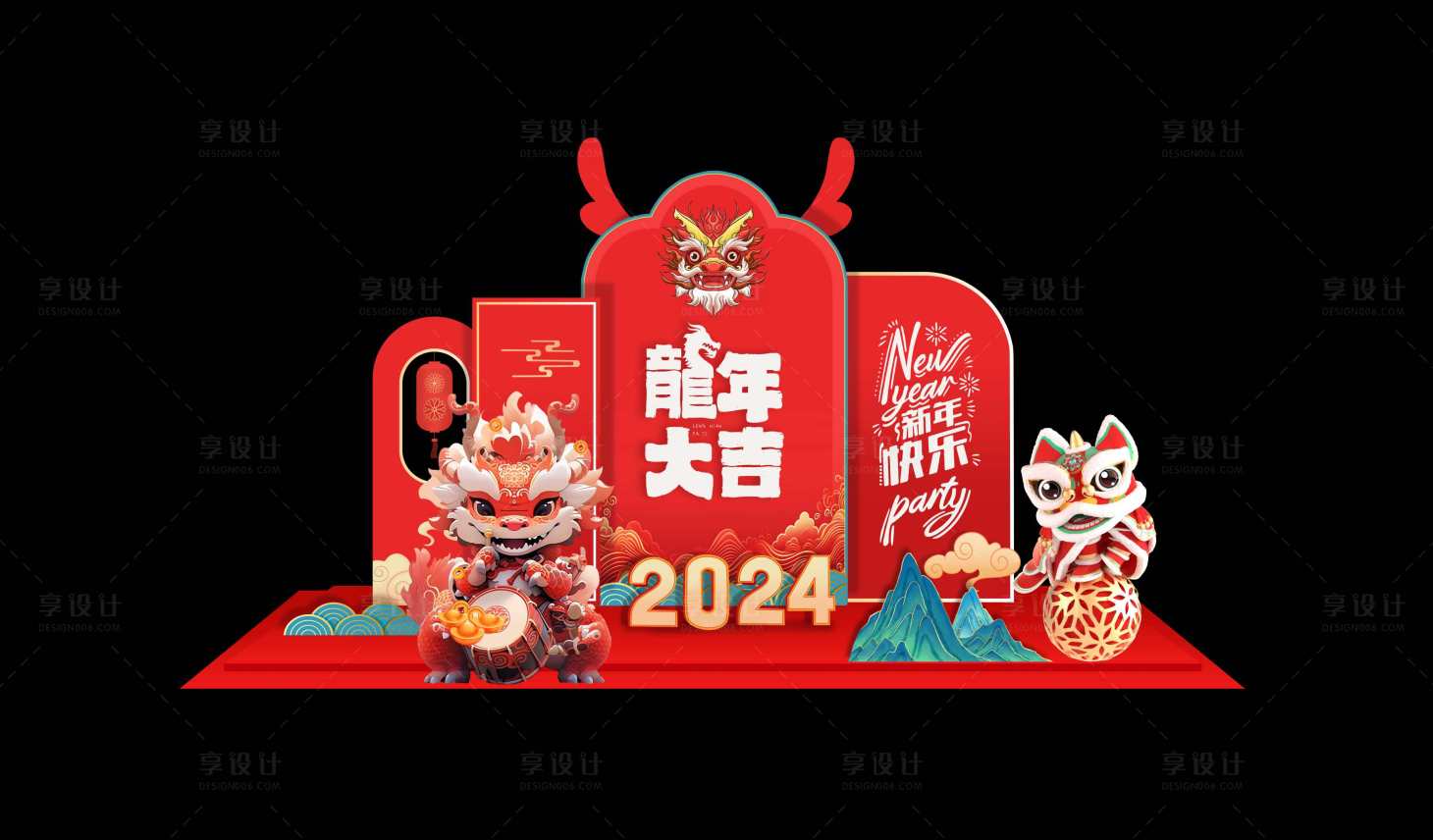 源文件下载【新年创意美陈舞台堆头】编号：73240021373583951