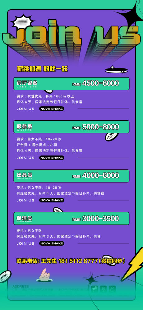 源文件下载【享设计】搜索编号：94060021288415842【酒吧招聘海报】