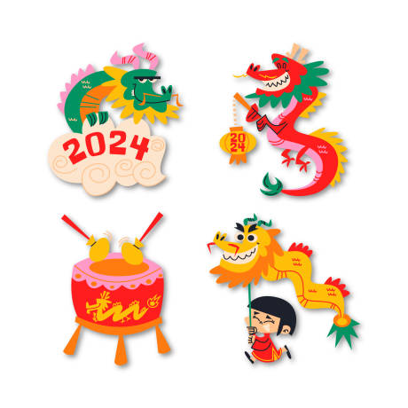 源文件下载【龙年2024新春漫画贴纸手举牌】编号：94030021449641982