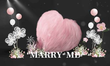 源文件下载【浪漫毛绒爱心求婚美陈】编号：23290021591297023