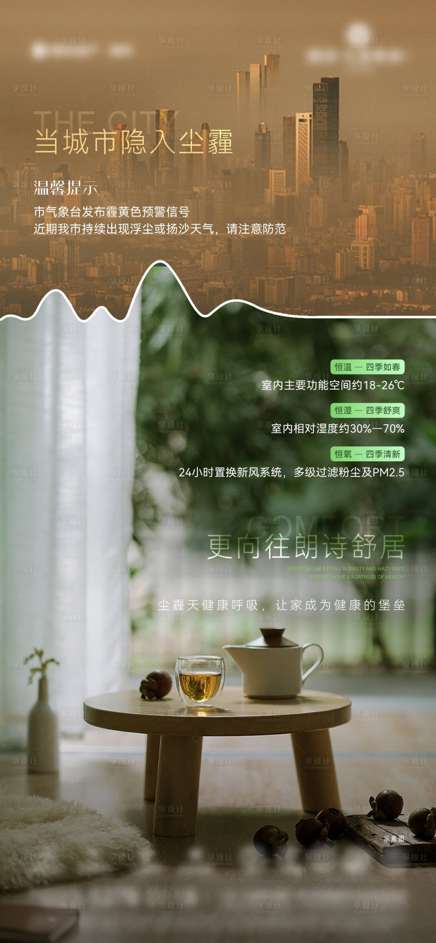 源文件下载【享设计】搜索编号：36040021527788062【地产对比雾霾温馨提示海报】