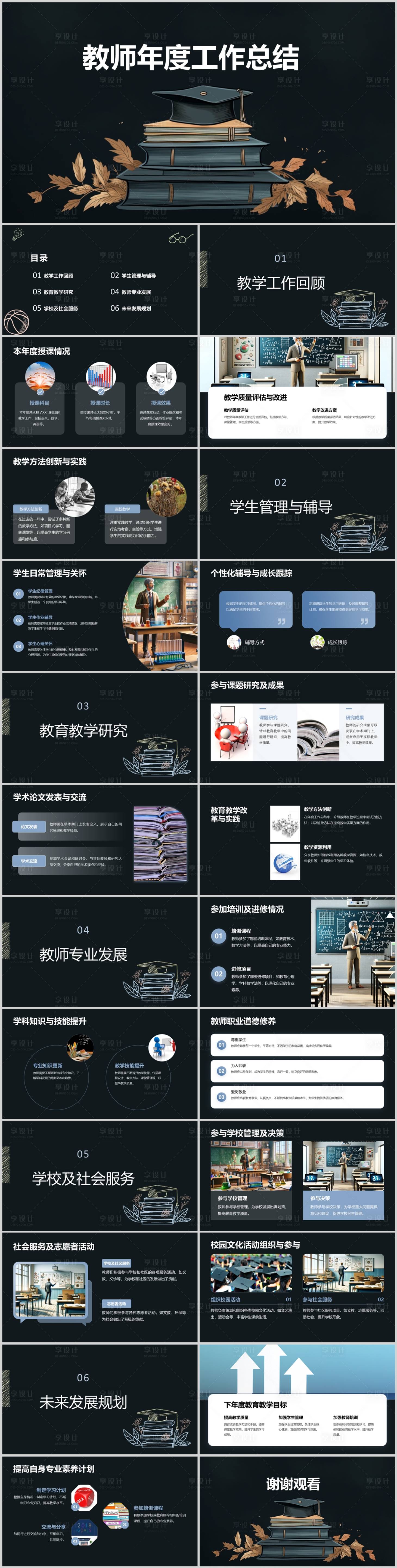 源文件下載【享設計】搜索編號：49730021659377570【教師年度工作總結PPT】
