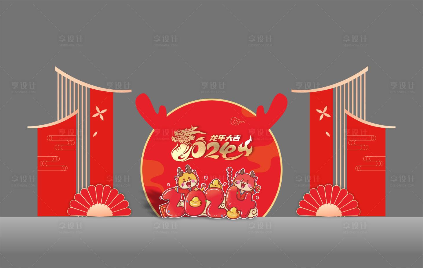 源文件下载【享设计】搜索编号：90190021474891829【春节特装美陈堆头】