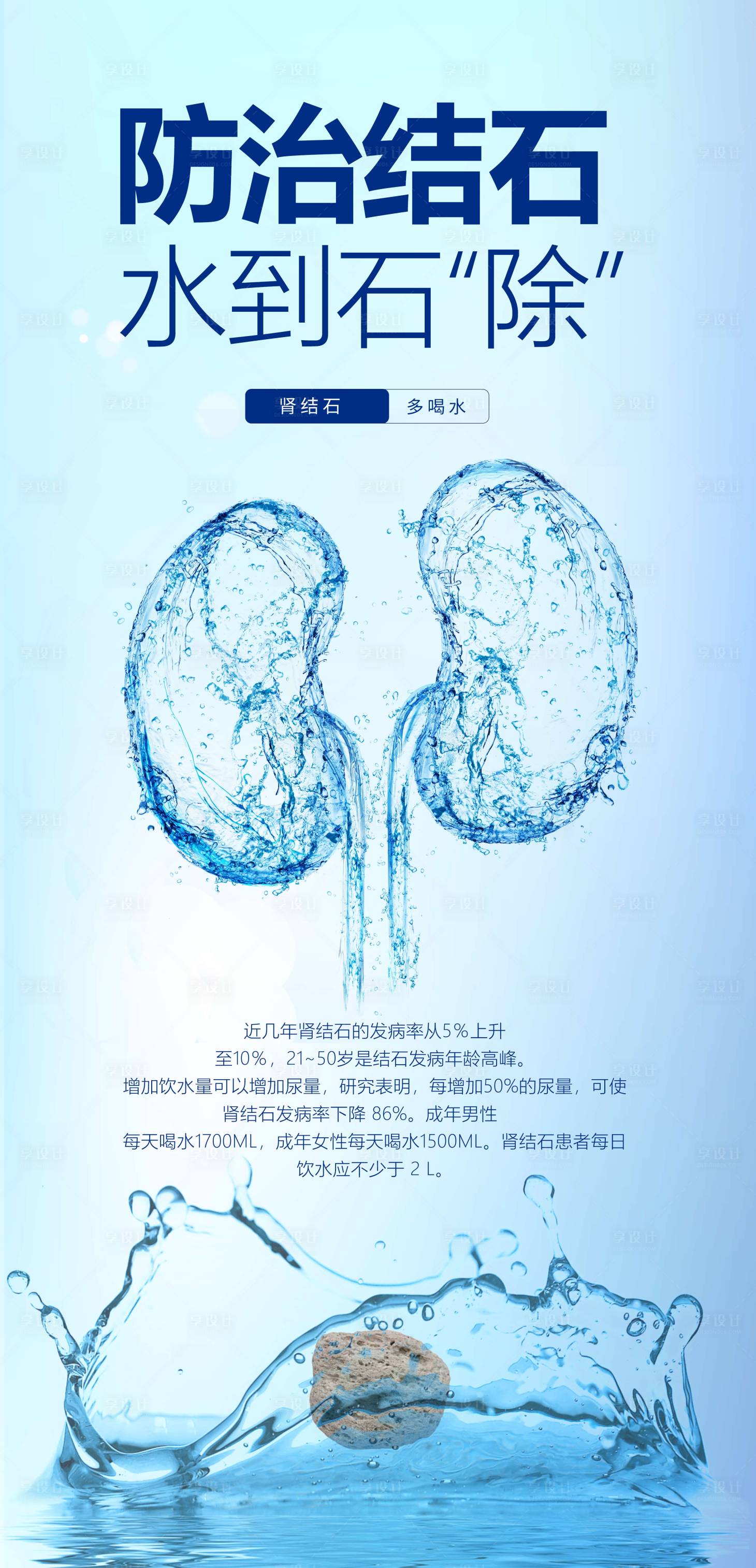 源文件下載【享設計】搜索編號：79650021812177951【腎結石預防海報】