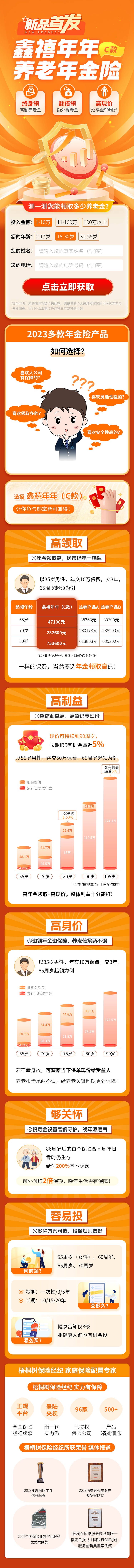 源文件下載【享設計】搜索編號：73160021600253239【橙色養老年金保險理財長圖】