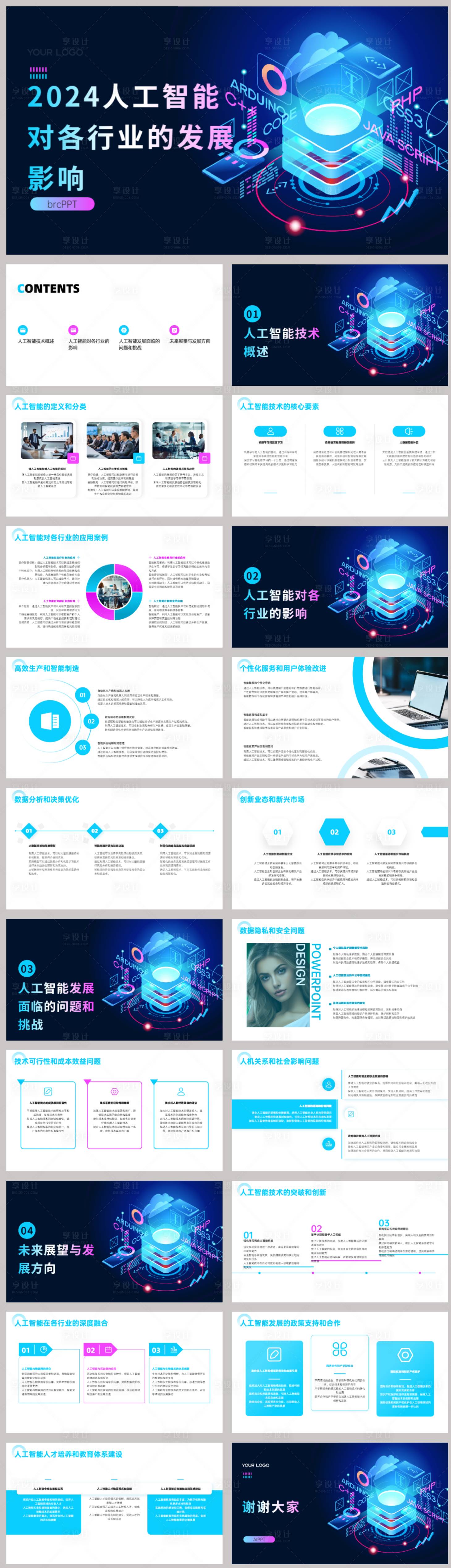 源文件下载【享设计】搜索编号：36190021542674363【2024人工智能对各行业的发展影响】