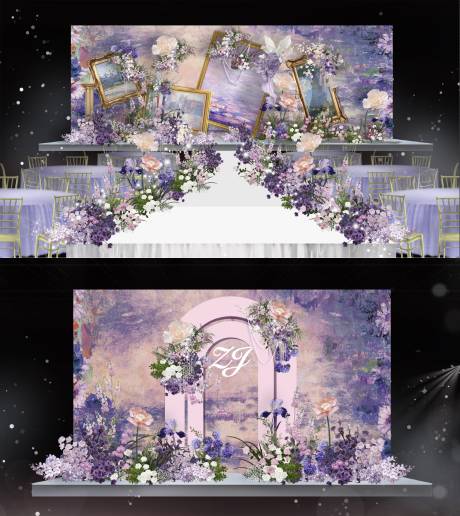 编号：96040021760745316【享设计】源文件下载-紫色油画婚礼效果图