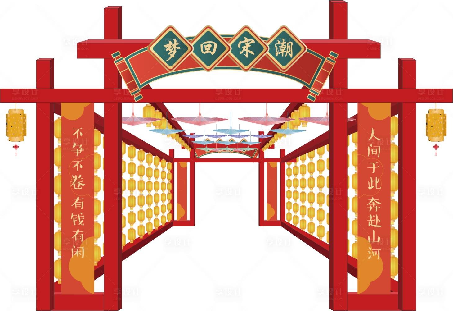 源文件下載【享設計】搜索編號：35300021699427028【新年國風燈籠長廊美陳】
