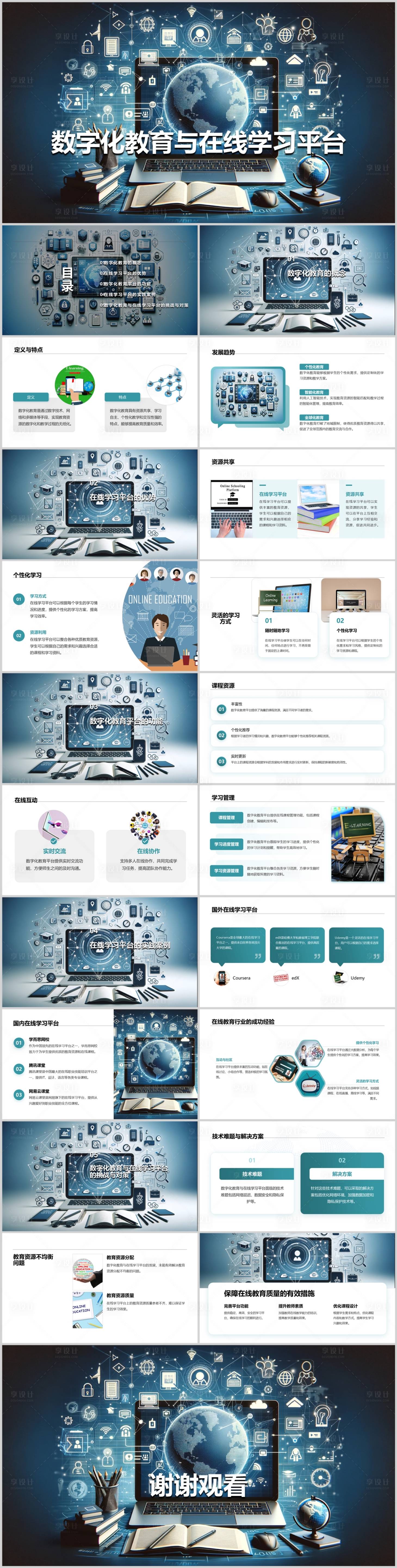 源文件下载【享设计】搜索编号：43860021767281621【数字化教育与在线学习平台PPT】