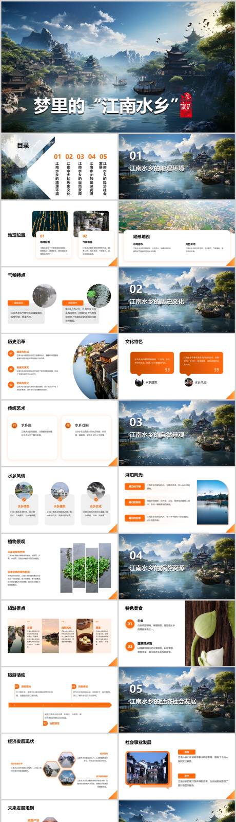源文件下載【享設計】搜索編號：37890021699568769【江南水鄉旅游攻略PPT】
