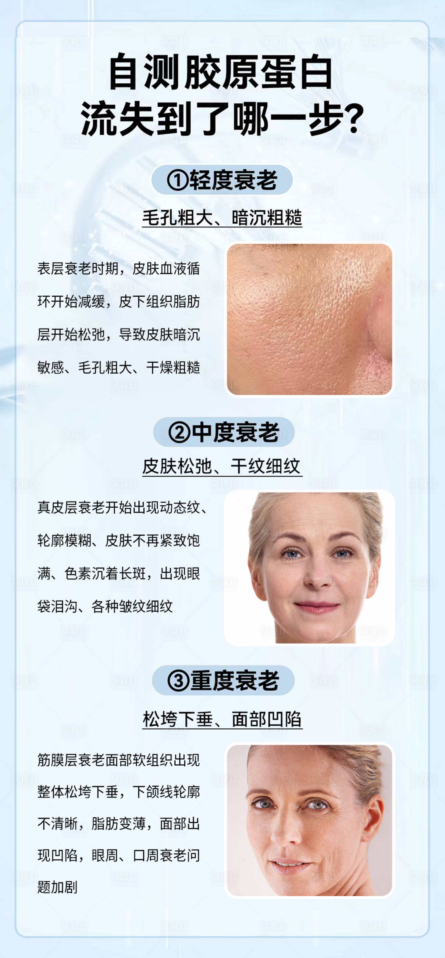 源文件下載【享設計】搜索編號：24080021518974924【膠原蛋白流失科普自測海報】