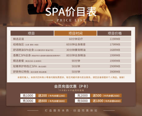 源文件下载【SPA价目表海报展板】编号：20240106174150936