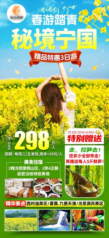 源文件下载【春游踏青油菜花旅游海报】编号：11900022207465761