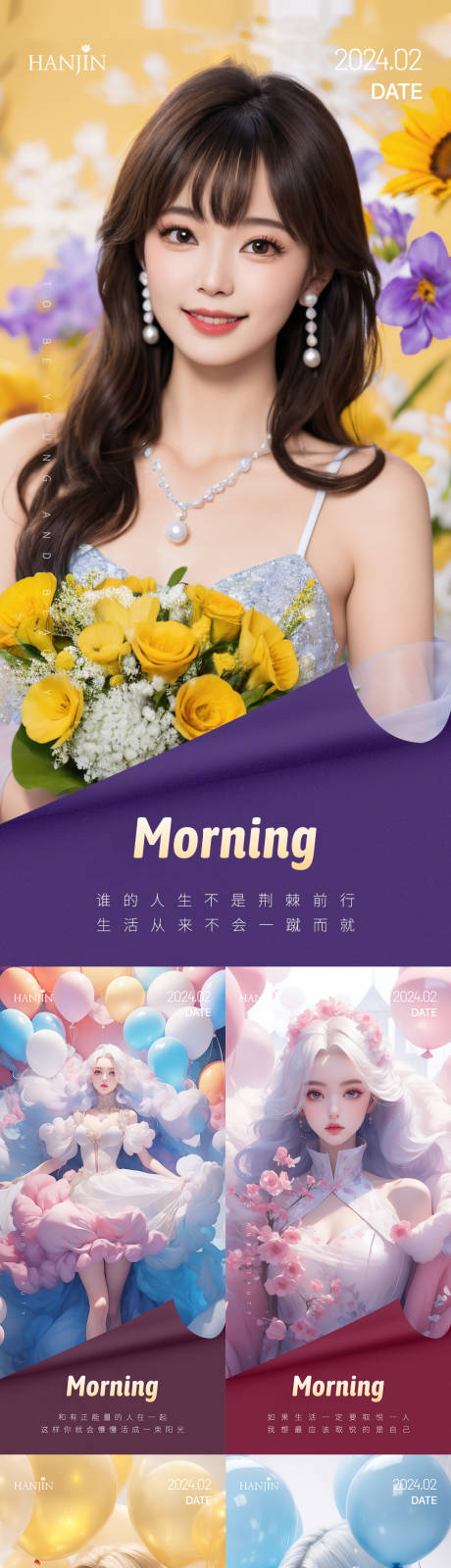 源文件下载【医美早安图AI美女系列海报】编号：94400022061351863