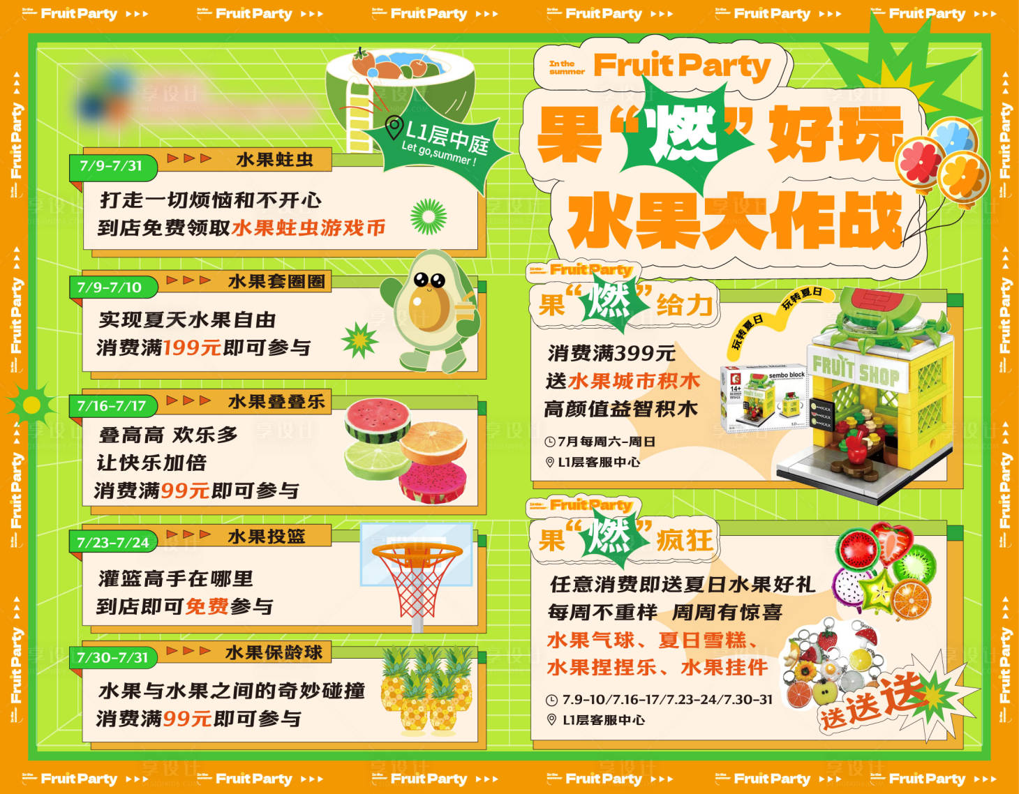 源文件下载【购物中心水果节展板】编号：33160021869444689