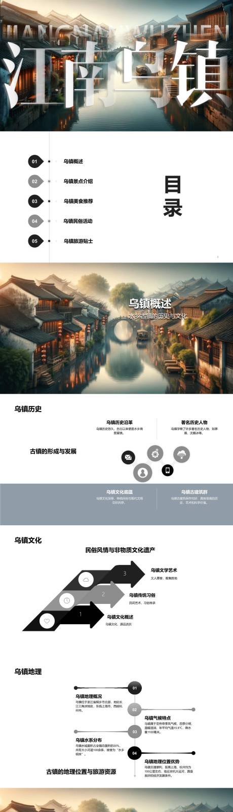 源文件下载【享设计】搜索编号：69020022219683754【江南乌镇自由行旅游攻略PPT】
