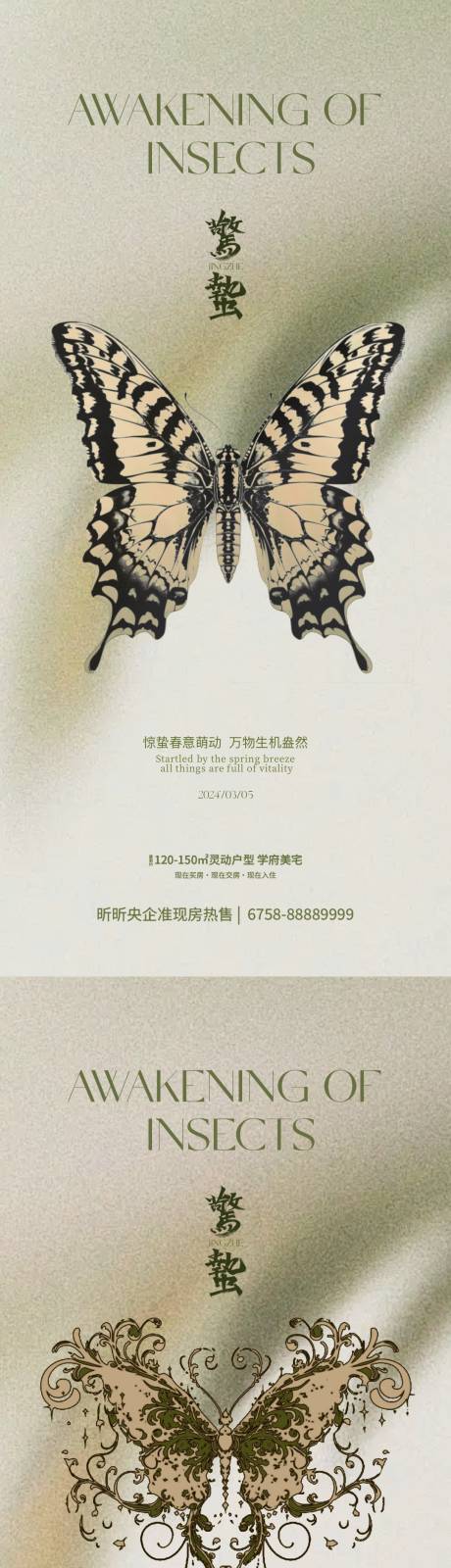 源文件下载【惊蛰节气中式蝴蝶海报】编号：36270022102444091