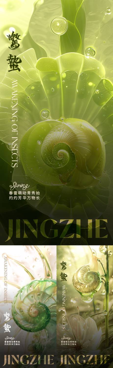 惊蛰节气蜗牛系列海报-源文件【享设计】
