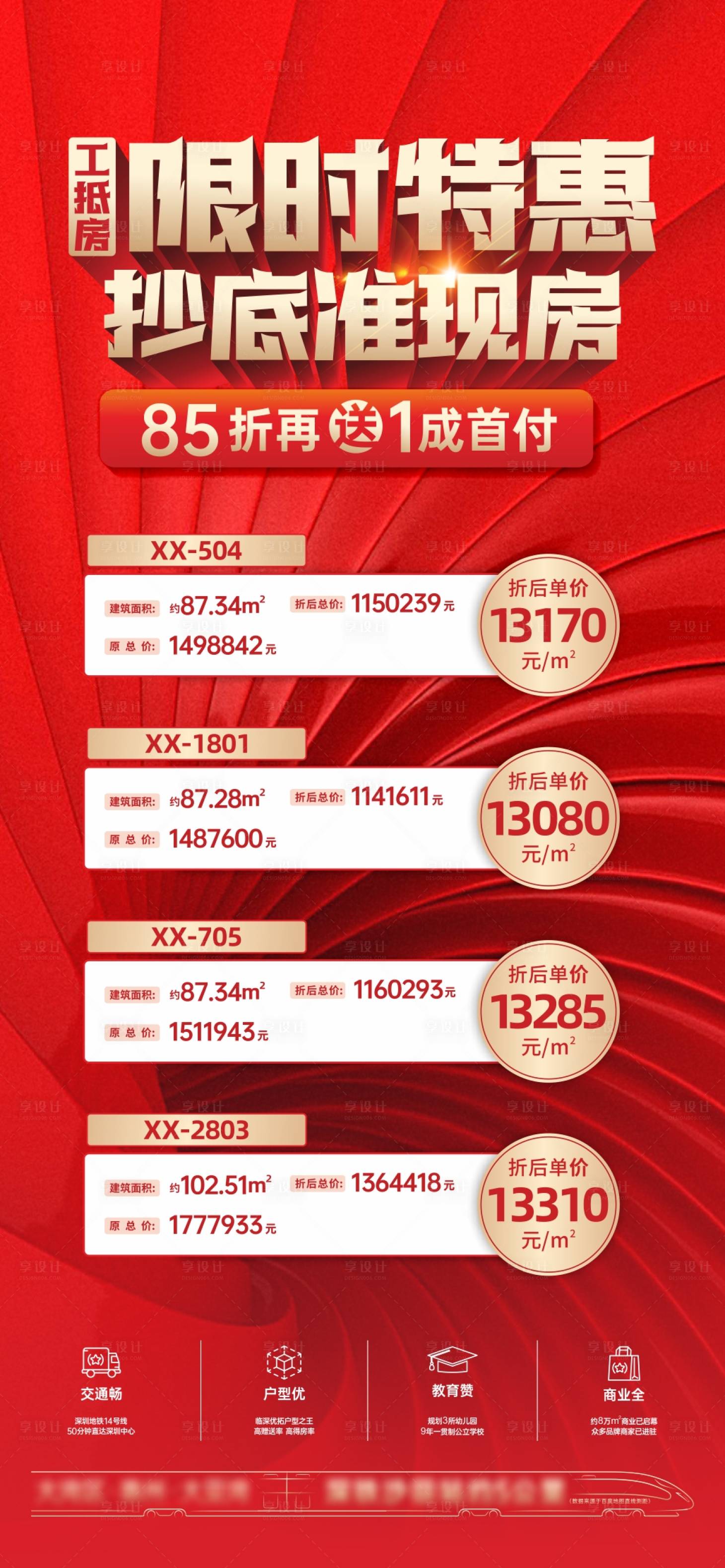 源文件下載【享設(shè)計】搜索編號：15550022135279269【工抵房特惠房微信海報】