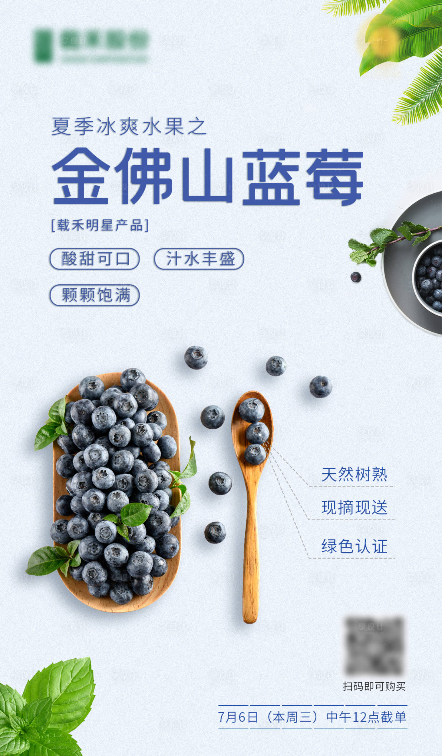 源文件下載【享設計】搜索編號：64870021870989398【簡約藍莓營銷推廣海報】