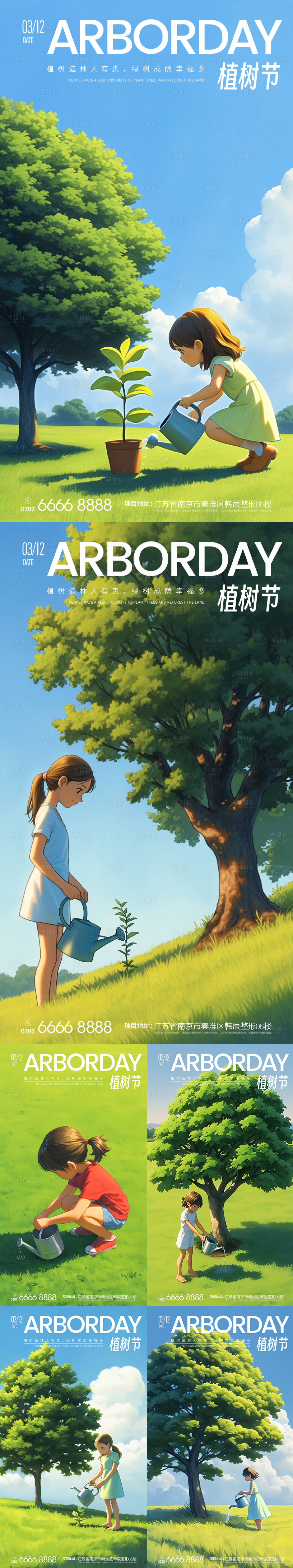 源文件下载【享设计】搜索编号：20200022144092748【植树节插画系列海报】