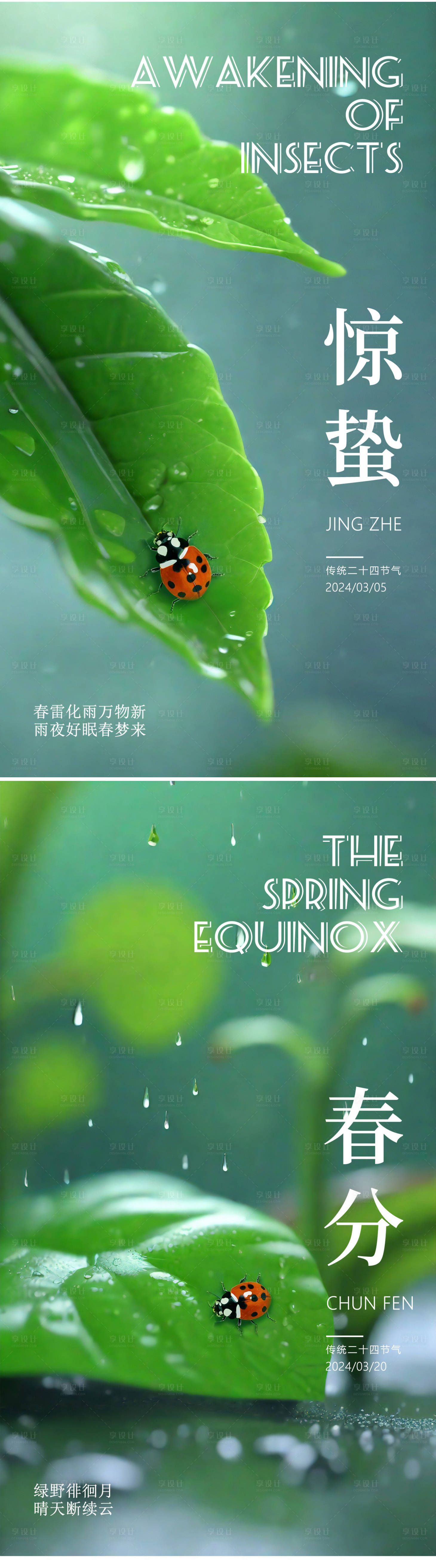源文件下载【享设计】搜索编号：57090022222288602【二十四节气惊蛰春分海报 】