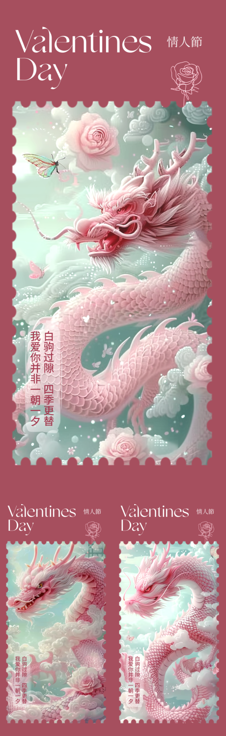 源文件下载【享设计】搜索编号：80230021943603509【龙年情人节温馨系列海报】