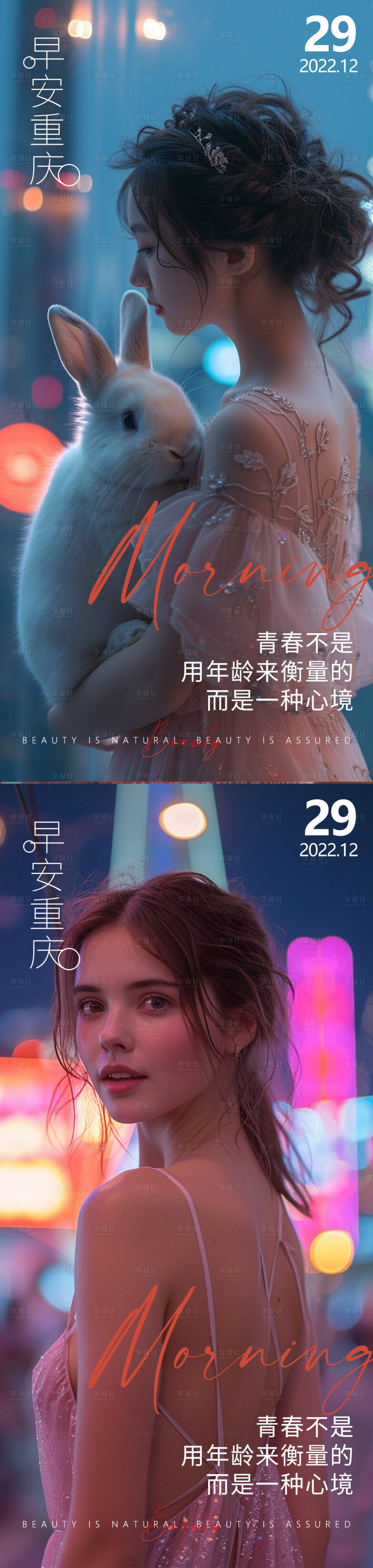 源文件下载【享设计】搜索编号：53510021893217754【医美早安海报】