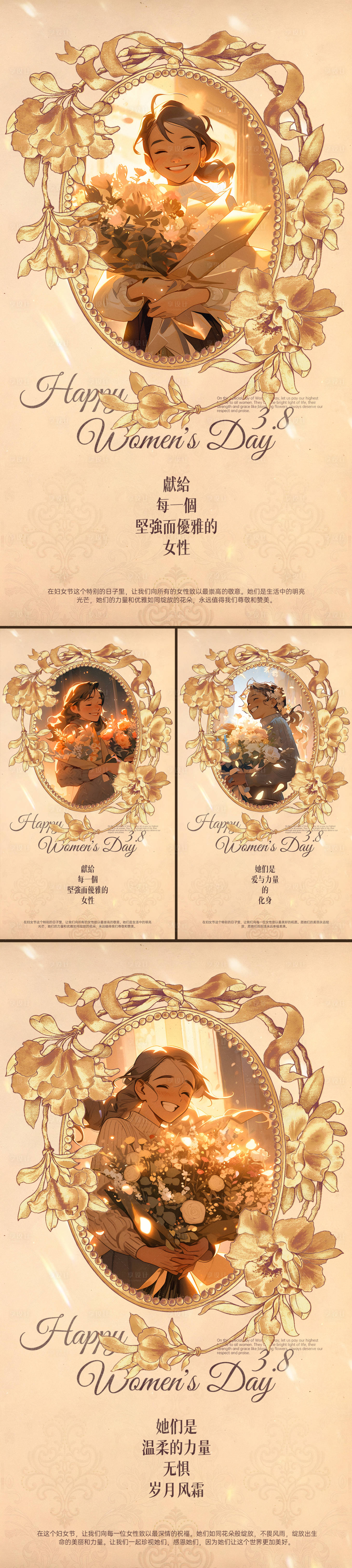 源文件下载【享设计】搜索编号：88230022074634002【38妇女节复古插画海报】