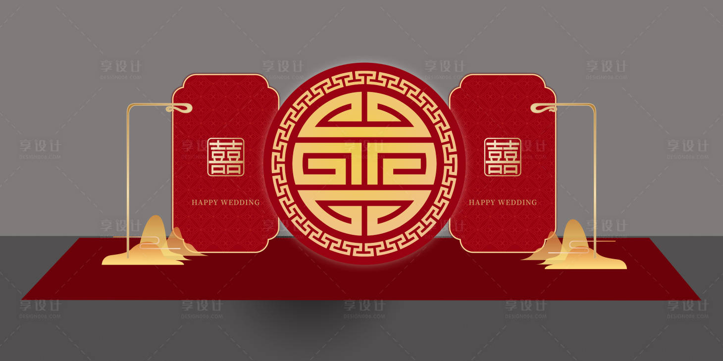 源文件下载【享设计】搜索编号：52280021904341001【红色婚礼美陈】