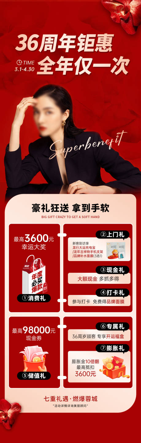 源文件下載【醫美周年慶紅色福利海報】編號：13710022648439079