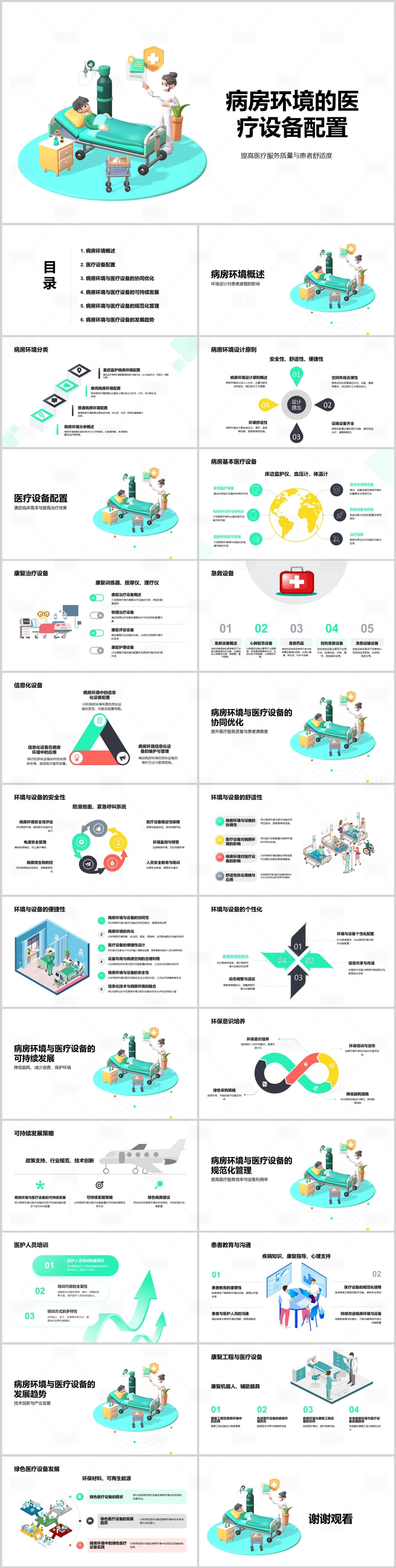 源文件下载【享设计】搜索编号：48590022697357306【病房环境的医疗设备配置PPT】