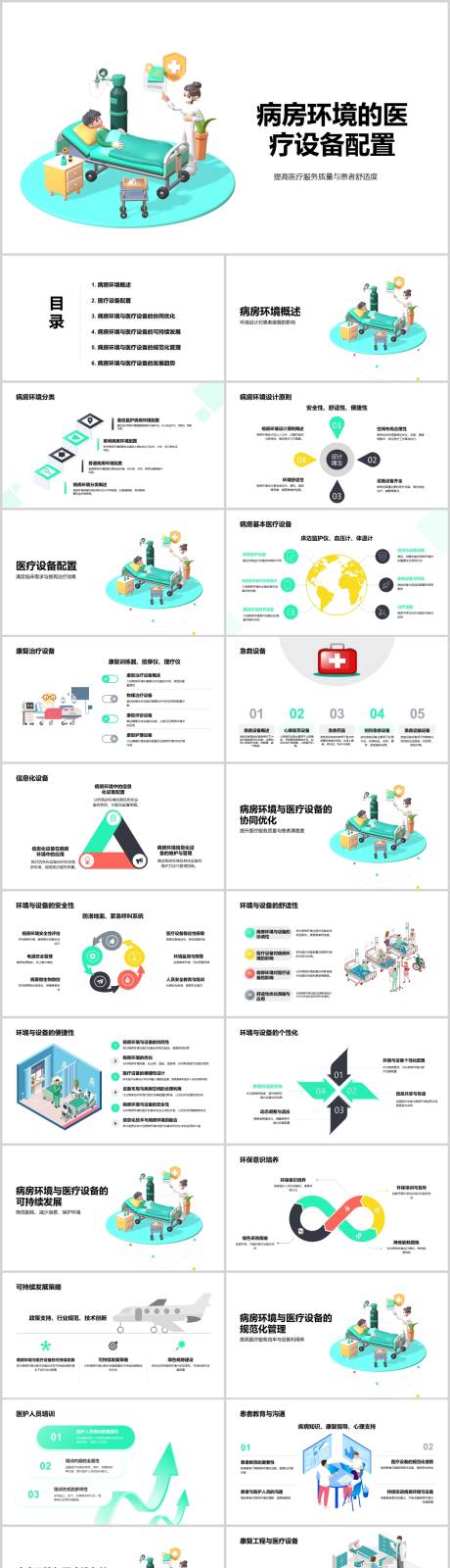 编号：48590022697357306【享设计】源文件下载-病房环境的医疗设备配置PPT