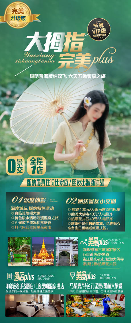 源文件下載【享設計】搜索編號：15860022535578355【版納旅游綠金長圖海報】