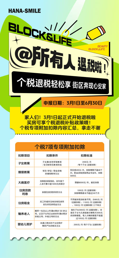 个人所得税退税政策刷屏海报