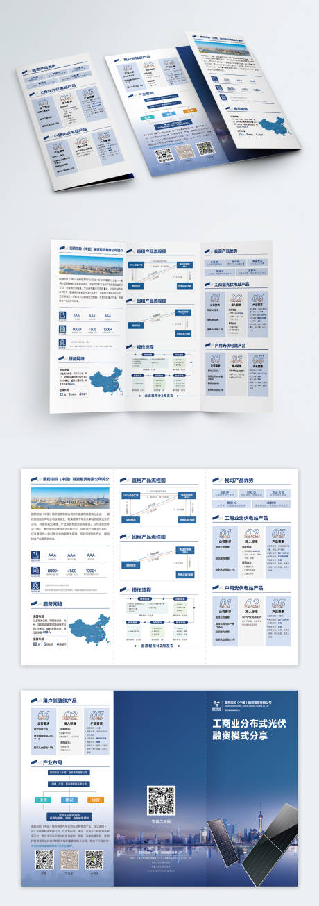 源文件下载【国药新能源光伏蓝色三折页】编号：88810022831771347