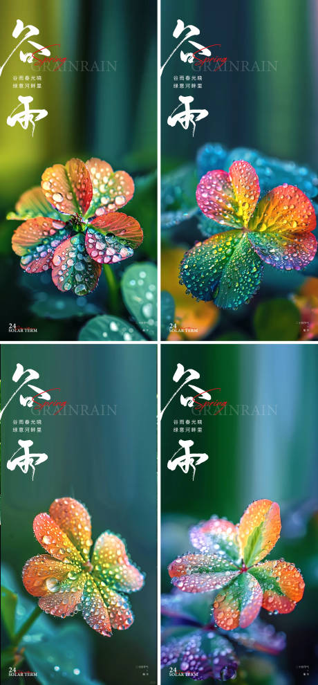 谷雨24节气花朵海报-源文件【享设计】