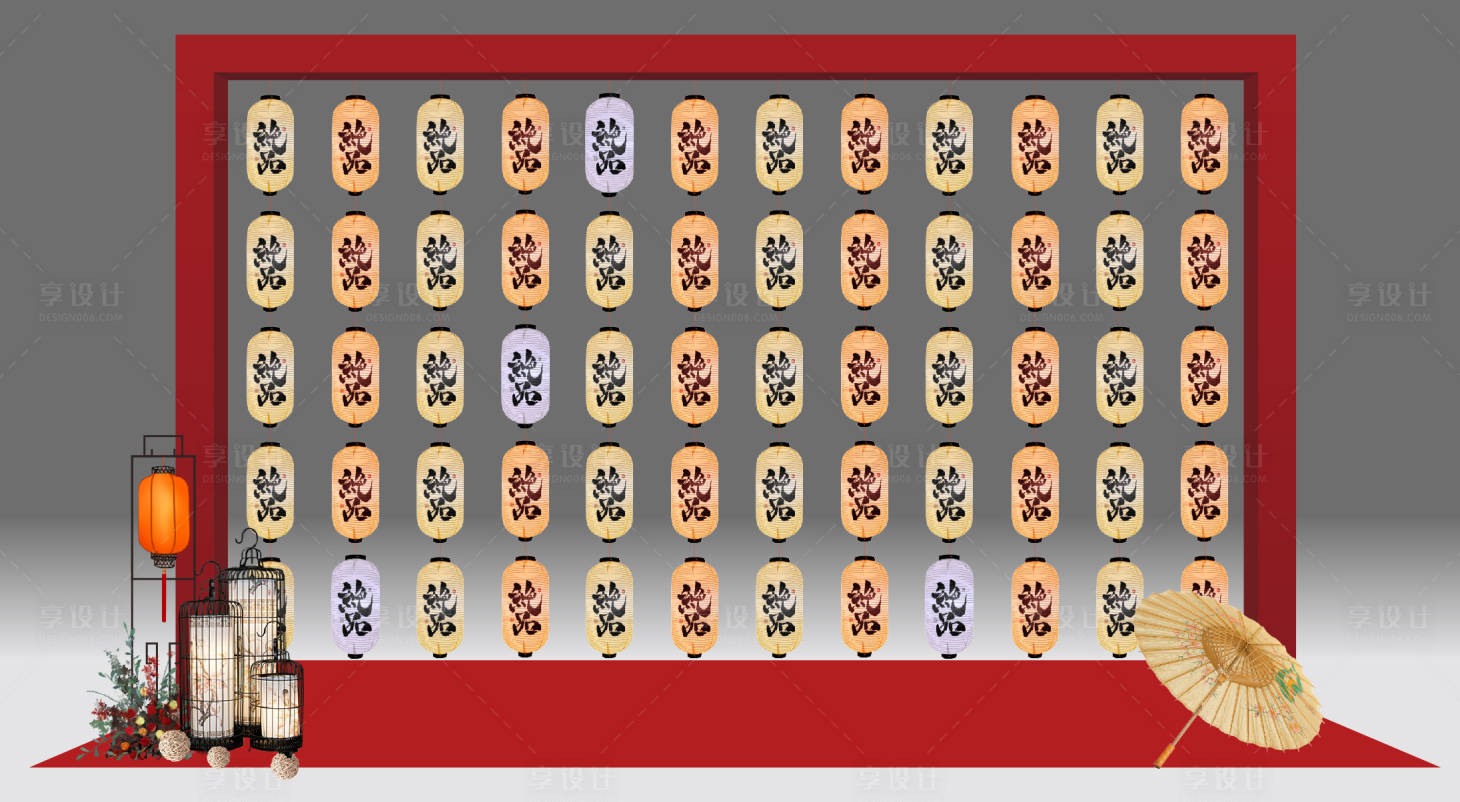 源文件下载【享设计】搜索编号：37530022228966117【灯笼墙国风】