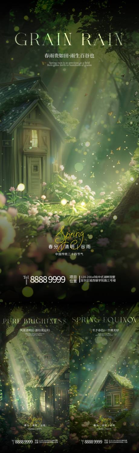 源文件下载【享设计】搜索编号：36400022312735508【春分清明谷雨节气海报】