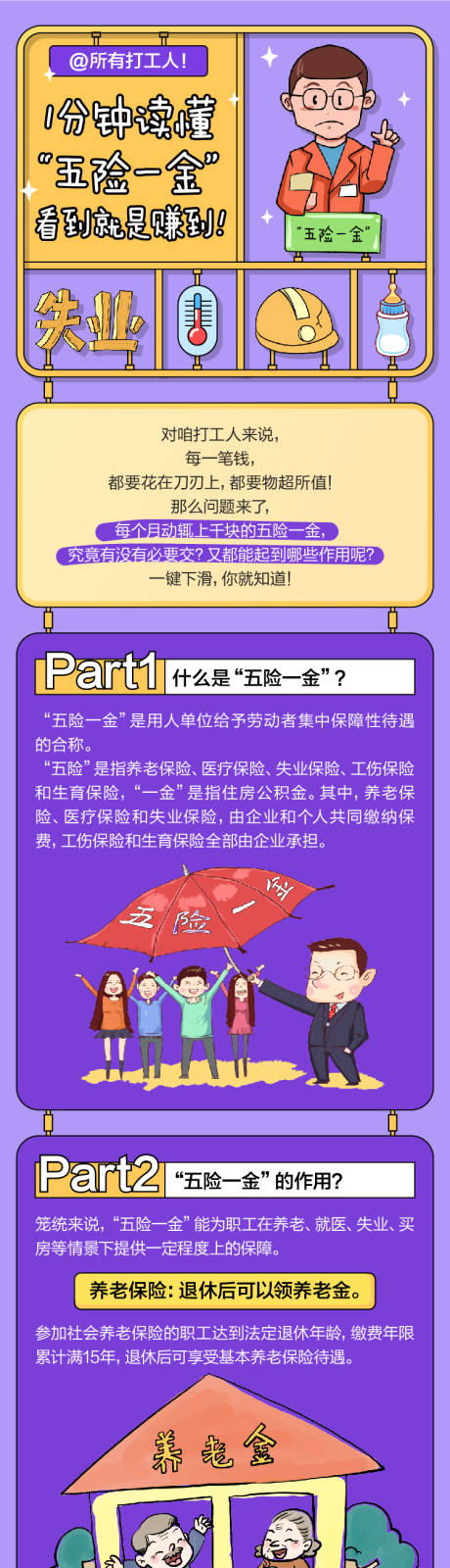 源文件下載【享設計】搜索編號：21470022853199210【分鐘讀懂五險一金插畫長圖海報】