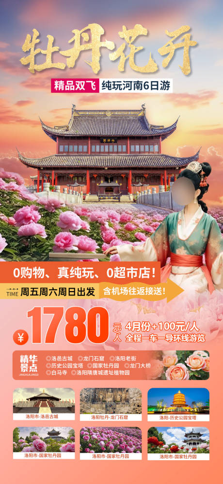 牡丹花开旅游海报