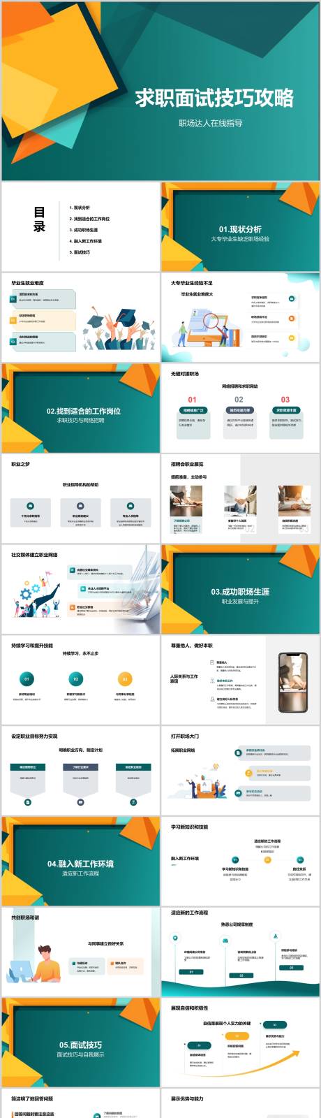 源文件下载【享设计】搜索编号：18050022690924513【求职面试技巧攻略PPT】