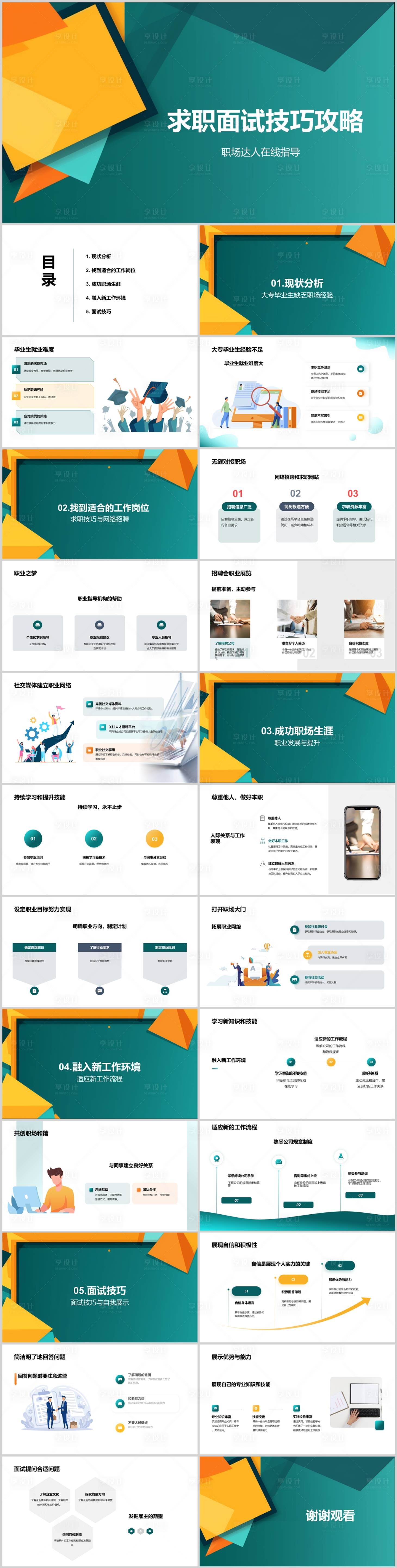 源文件下载【享设计】搜索编号：18050022690924513【求职面试技巧攻略PPT】