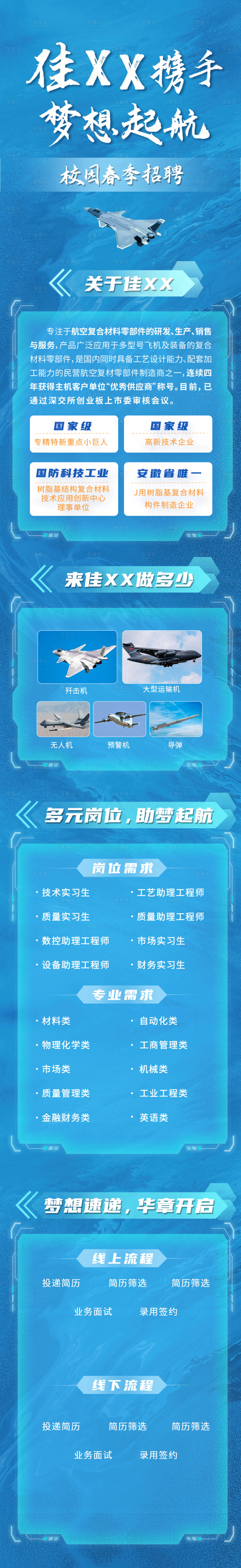 源文件下载【享设计】搜索编号：13360022780173551【飞机科技校招招聘长图】