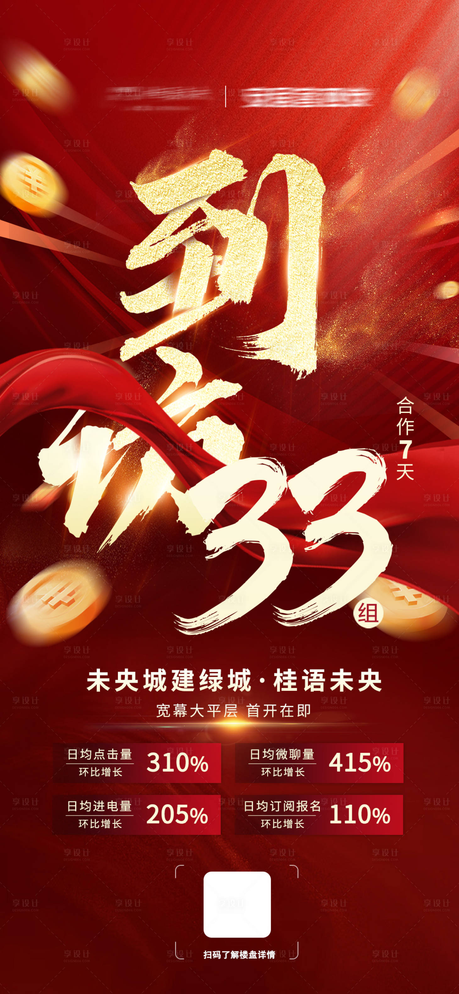 源文件下载【享设计】搜索编号：36250022878507906【成交到访喜报红金海报】