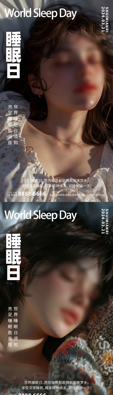 世界睡眠日温馨系列海报